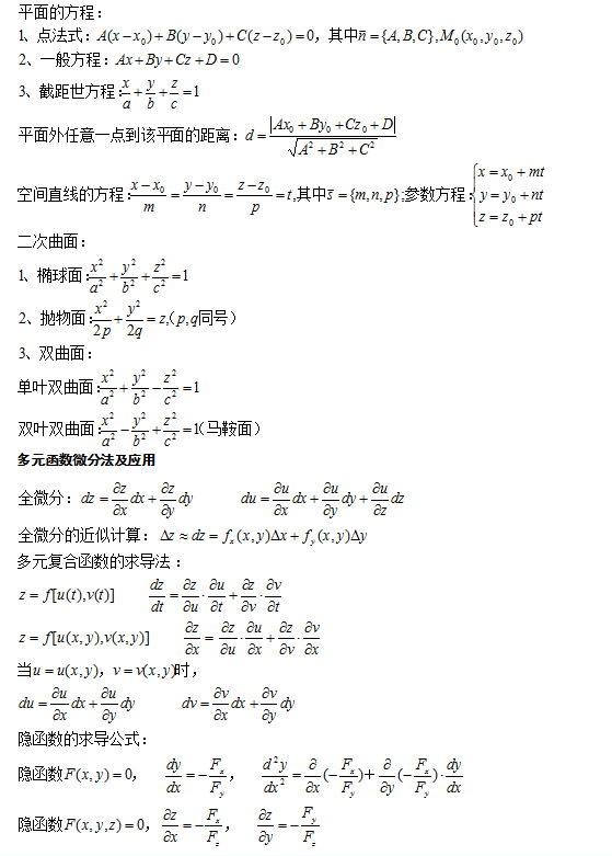 东莞2021年成考专升本《高等数学一》公式复习四(图1)