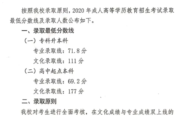 东莞市2020年成考星海音乐学院录取最低分数线(图1)